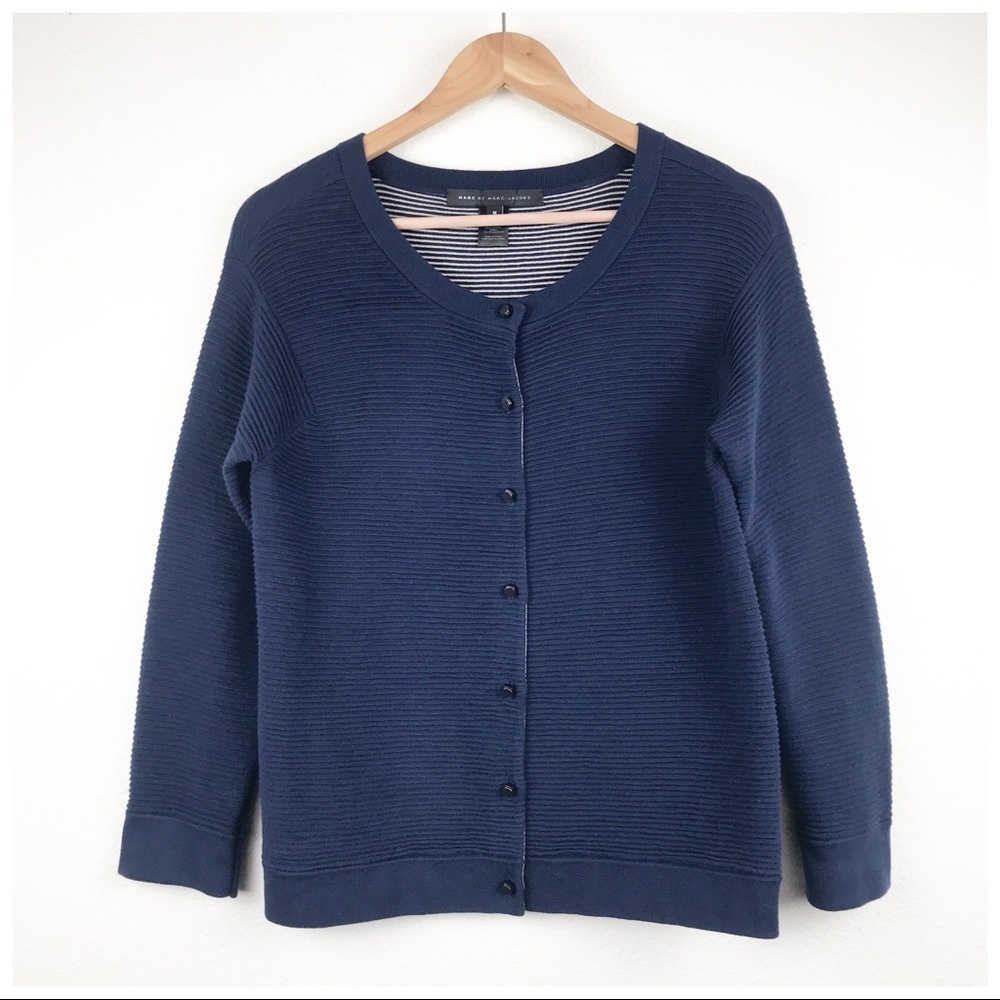 Marc by Marc Jacobs Navy Ribbed Cardigan Size Medium‎